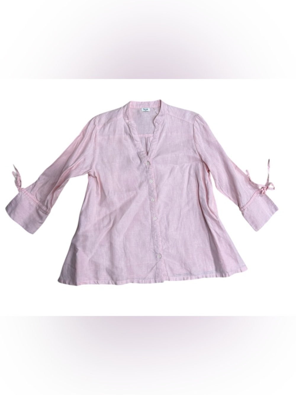 Symple NYC | 100% Linen Button-Up Tunic in Soft Pink Size Medium